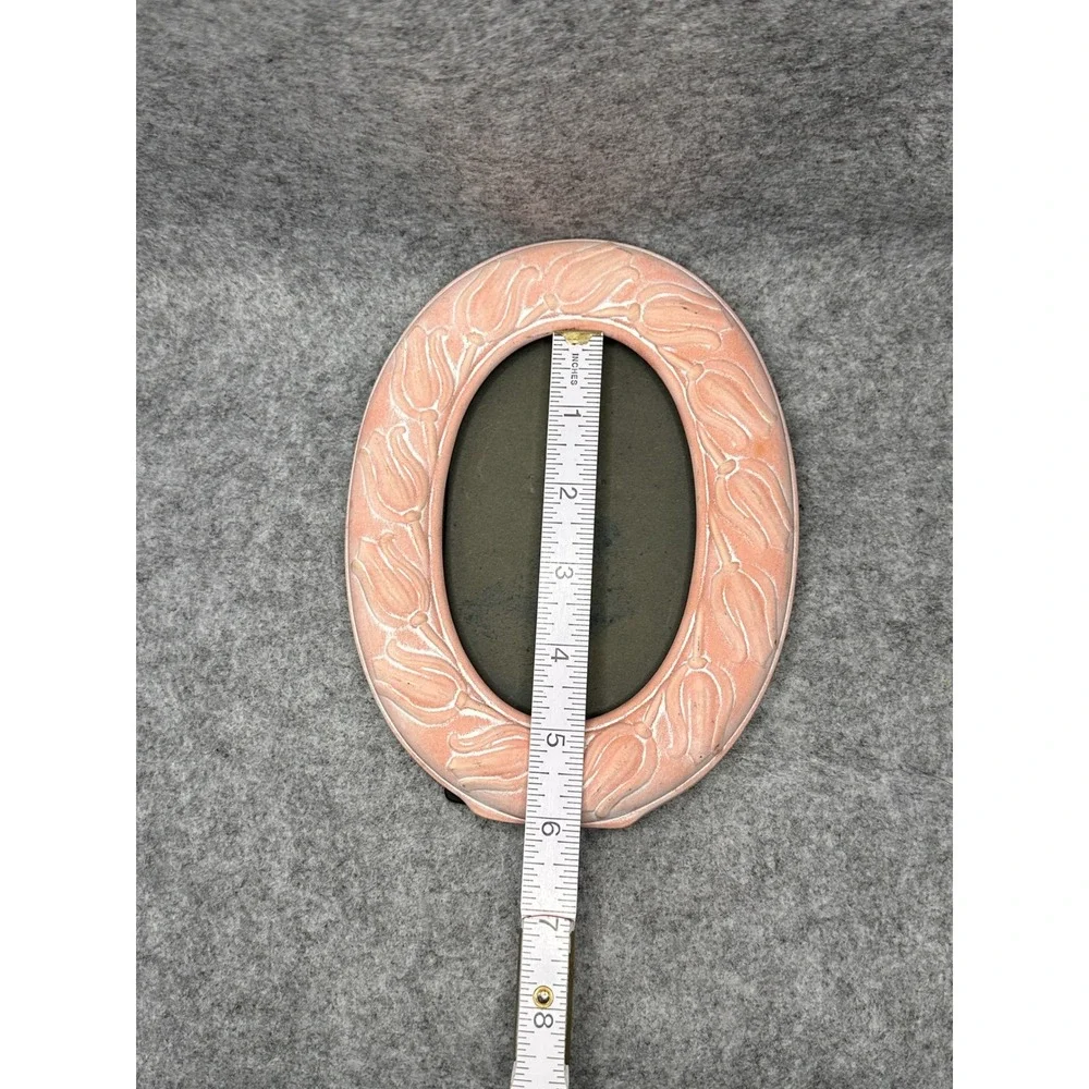 EastonTulip Floral Oval Picture Frame Pink Peach Terra cotta Made in Greece 5x7